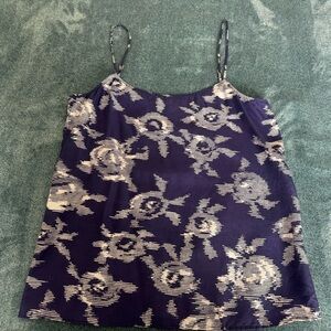 Equipment Womens Floral Print 100%Silk Spaghetti Strap Blue Camisole Top Size XS